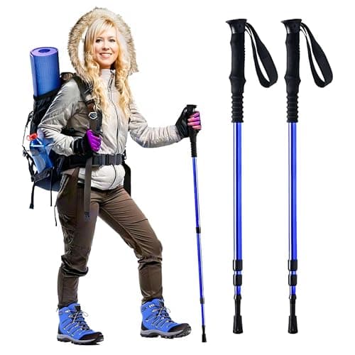 ADEPTNA 1 Pair Premium Telescopic Hiking Poles - Lightweight and Durable Aluminium Alloy Construction for Ultimate Outdoor Performance or general walking - Adjustable Height 65cm - 135cm