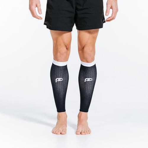 ProCompression Compression Calf Sleeves for Men & Women - Shin Sleeves for Shin Splint Relief, Travel, and Running Support - Navy Over White (Small/Medium) — view 2