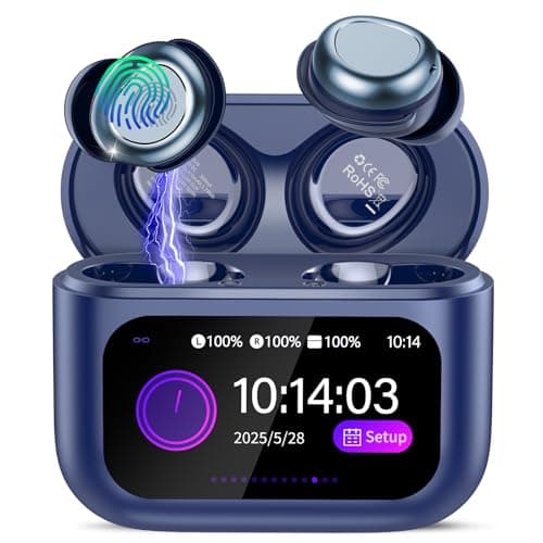 ZYHKON Wireless Earbuds with Smart Touch Screen, Bluetooth 5.4 Sleep Earbuds In Ear with ENC Noise Cancelling Mic, 48H Sleep Headphones with 5 EQ Modes, HiFi Stereo IP7 Waterproof Mini Ear Buds, Blue