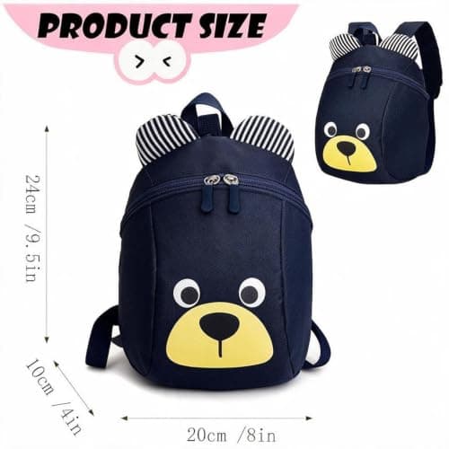 NIFTYY Toddler Anti-Lost Backpack with Leash, Cute Bear Animal Harness Backpack, Safety Child Backpack for Baby Boys Girls 1-4 Years, Lightweight Travel Bag (navy blue) — view 2