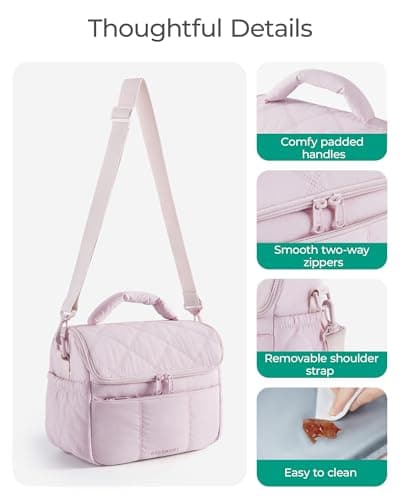 bagsmart Insulated Lunch Bags for Women, 6.7L Portable Lunch Box with Shoulder Strap Reusable Cooler Bag, Puffy Thermal Lunch Tote for Work/School/Picnic/Travel — view 5