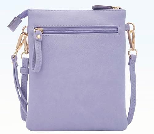 Solene Small Crossbody Bag for Women, Multi Zip Pockets with Detachable Wristlet, Lightweight Travel Purse, Cell Phone Pouch, Lavender, M, Crossbody Wristlet Purse — view 3