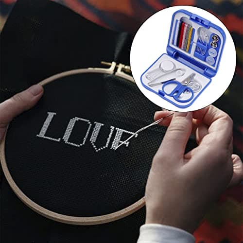 Folding Portable Sewing Set Mini Sewing Kit Box, Outbound Travel Sewing Overlock Repair Tool Set (Royal Blue) — view 4