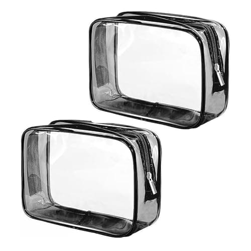 2 PCS Clear Toiletry Bag, TSA Approved Toiletry Bag, Clear Travel Toiletries Bag, Travel Toiletry Bag, for Women and Men(Black 17 * 12 * 6cm)