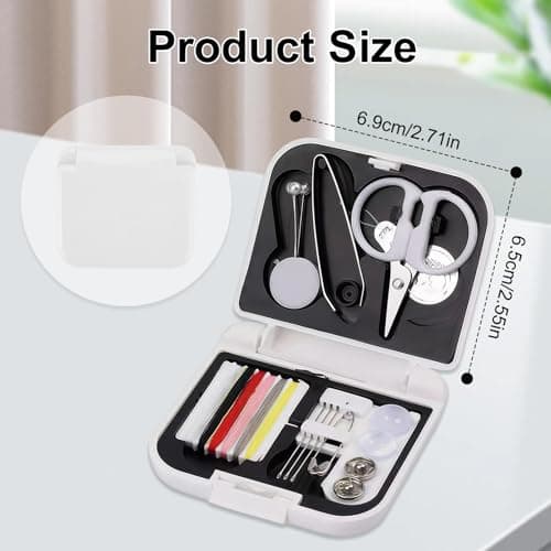 Siliget Mini Sewing Kit, Portable Sewing Supplies for Travel and Home Emergency, Small Basic Sewing Kits Accessories with Needles Threads Buttons Scissor (White) — view 2