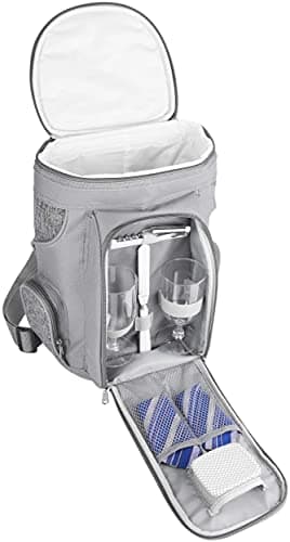 BRUBAKER Cooler Bag for 2 bottles of wine and champagne up to 1.5 l, padded wine cooler bag - picnic bag insulated, thermal bag - portable with handle in grey — view 3