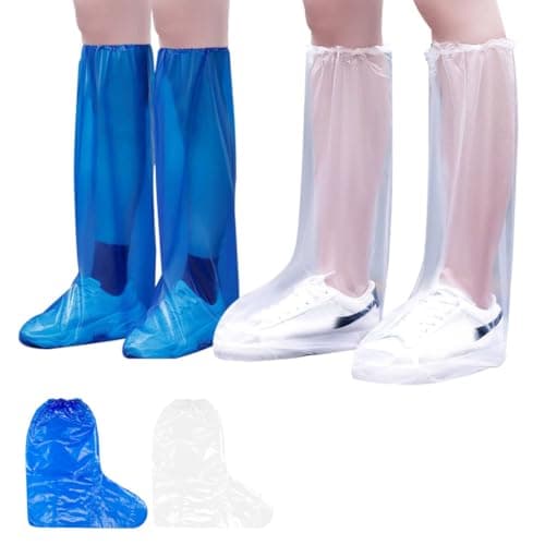 Disposable Shoe Covers 20 PCS,Thickened Waterproof Shoes and Boots Cover Plastic Long Rain Shoe Cover Clear Anti-Slip Overshoe for Women Men Water Boots Cover Rainy Day Use Cover (10 Pairs)