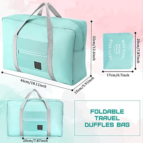 12 Pcs Foldable Travel Bags Bulk Duffel Bag Tote, Light Pink, Light Blue — view 2