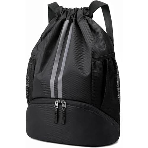 Sioloc Waterproof Drawstring Backpack for Gym & Swim – Lightweight Sports Bag with Shoe Compartment, Large Capacity, Wet/Dry Pockets (Men & Women)