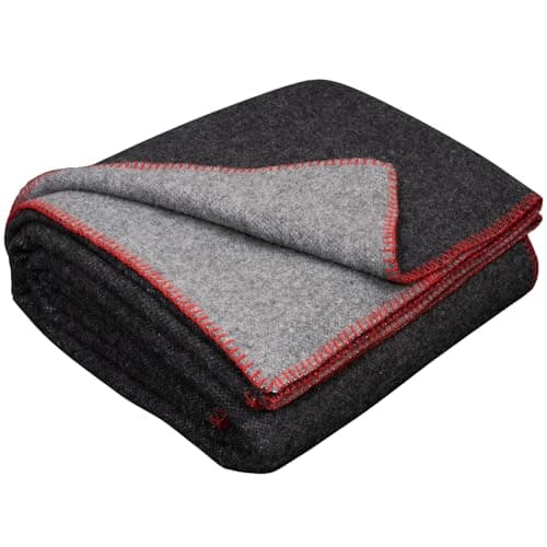 Merino Wool Outdoor Blanket, Camping & Travel Reversible Throw, 51 x 67 in