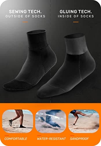 CAPAS Wetsuit Socks, Anti-slip Neoprene Men Women Waterproof Socks, Sand-proof Beach Water Sports Keep Warm Water Sock for Diving Snorkeling Swimming (Black, M) — view 3