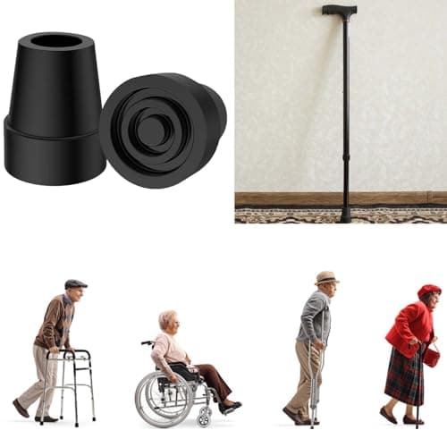 wodehahagou 2 Pack Rubber Walking Stick Tips - Durable Non-Slip Extreme Grip - Non-Slip and Stable Cane Accessories for Walking — view 4