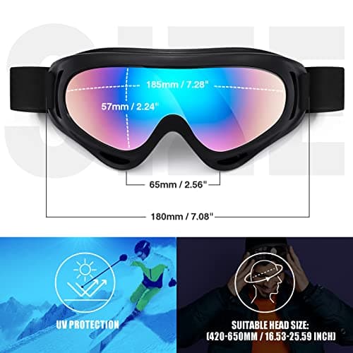 EasYoung 2-Pack Ski Goggles for Kids, Teens, Youth, Boys, Girls, Men and Women - Compatible Snowboard and Motorcycle Goggles, Wind Resistance — view 4