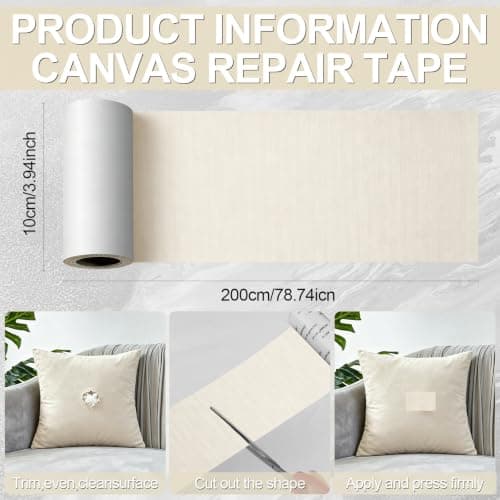 Canvas Repair Patches 4 x 79 inch Waterproof Fabric Tape (Off White — view 2