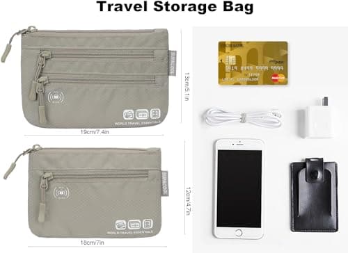 SUPACOOL Passport Holder Wallet Bag for Men Women Family, Card Holder Organizer for Tote, RFID Blocking, Travel Pouch for AIRports, Trains, Buses, Two-Piece Set (Gray) — view 3