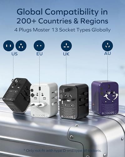 MOMAX Universal Travel Adapter 70W GaN Travel Plug Adapter for UK/EU/AU/US — view 2