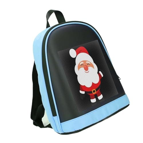YWBL-WH Programmable LED Backpack, Full Color 64x64 Display App Controlled Storage Bag for Festivals Travel PU Polyester Cotton 1 Pack