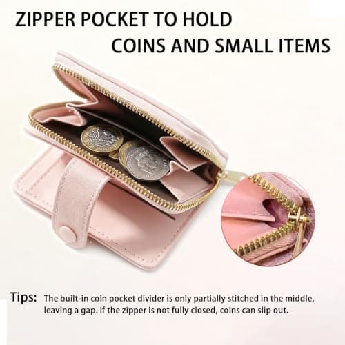 MIAOYIMIZWJ Small Purses for Women, Wallet with Zipper Coin Pocket & Multiple Compartments, Small Card Wallet with ID Window for Ladies, Ideal Gift for Her(Pink) — view 4