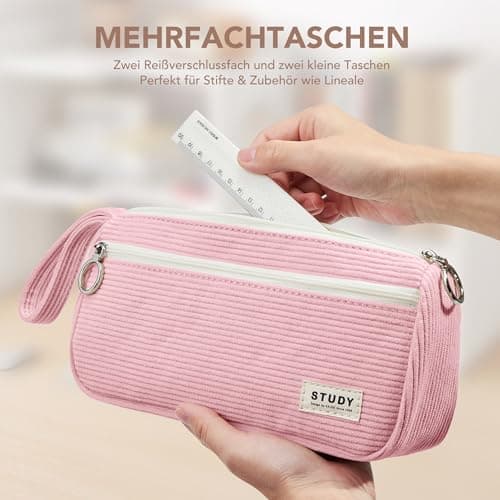 KALIDI Corduroy Pencil Case Large Aesthetic Pen Bag School Office Organizer — view 4