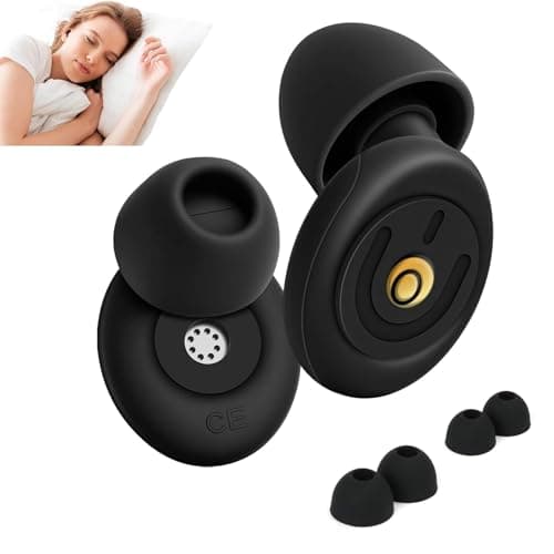 Ear Plugs for Sleep Noise Cancelling, 50dB Ultra Soft Reusable & Washable Earplugs with Carry Case & 2 Replacement Pairs, for Blocking Snoring, Travel, Work and Study, Black