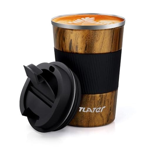 Tlater Travel Mug, 380ml Insulated Coffee Cup Travel Mug with Leakproof Lids - Double Walled Vacuum Stainless Steel Travel Coffee for Hot & Cold Drinks, Water and Tea