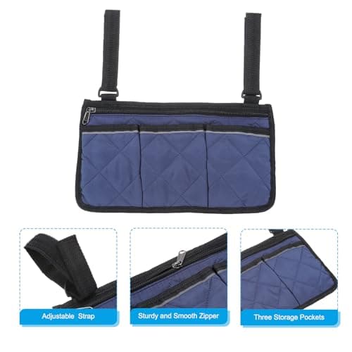 PATIKIL Beach Chair Armrest Bag, Waterproof Beach Chair Hanging Storage Pouch Arm Rest Magazine Snack Bag with 4 Pockets for Camping Outdoor, Teal Blue — view 4