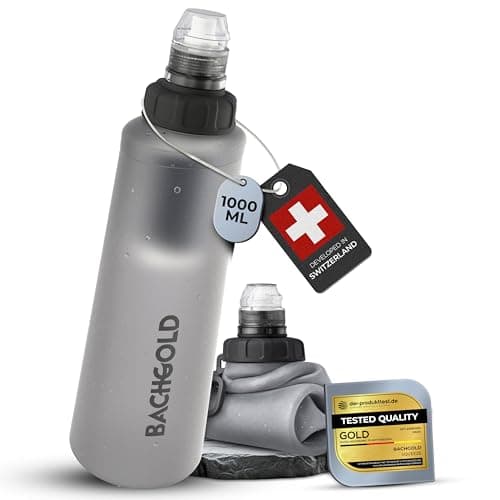 Bachgold Squeeze Collapsible Water Filter Bottle, Virus Filter, White 1 L