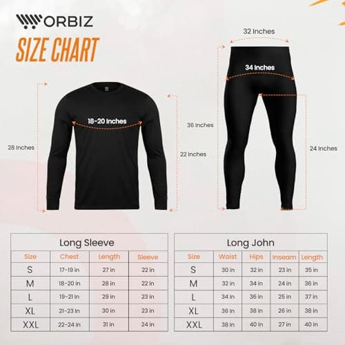 Orbiz Men’s Thermal Underwear Set - Heat-Retaining Long Sleeve Top & Bottoms, Base Layer for Outdoor Activities, Ultimate Warmth Perfect for Winter & Cold Weather (X-Large, Grey) — view 2
