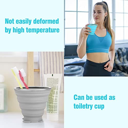 Silicone Collapsible Cup, Travel Foldable Cup with Plastic Sealing Lid — view 6
