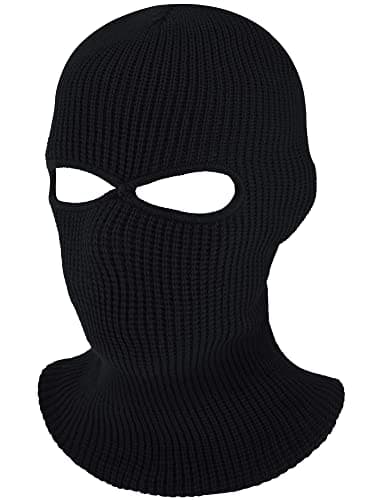 Geyoga 2 Hole Knitted Ski Mask Full Face Cover Warm Balaclava Knitted Winter Face Mask for Outdoor Sports(Black,Adult Size)