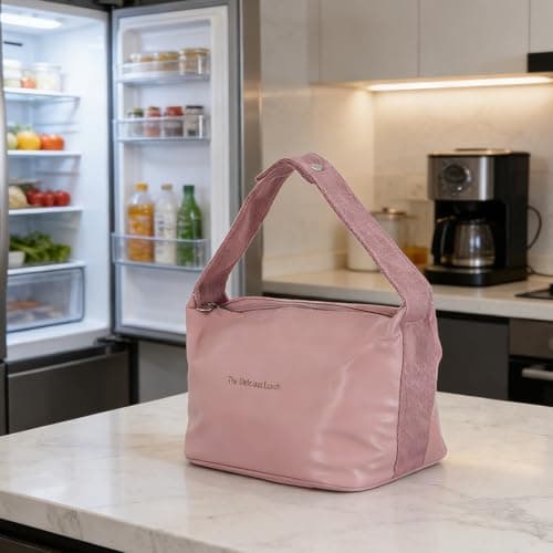 MAGICLULU Bento Bag Pu Leather Reusable Thermal Lunch Box Carrier Top Handle Insulated Cooler Tote for Travel Meal Prep Women Girls — view 6