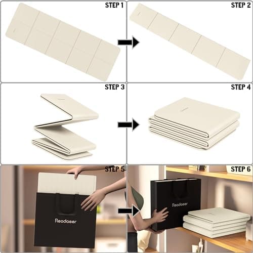 READAEER Foldable Yoga Mat for Travel Folding Yoga Mat 6mm Thick with Carrying Bag, Non-Slip TPE Exercise Pilates Mat (White) — view 6