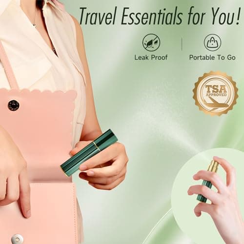 Perfume Atomiser, 5ml Perfume Travel Bottle, Refillable Perfume Bottle Mini Atomiser Spray Perfume Dispenser Refill Bottle fits Purse Handbag Pocket Luggage for Women and Men (Green) — view 4