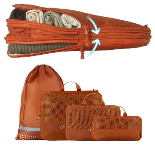 TRAVEL DUDE Compression Packing Cubes, Travel Luggage Organisers, 4 Pcs Set