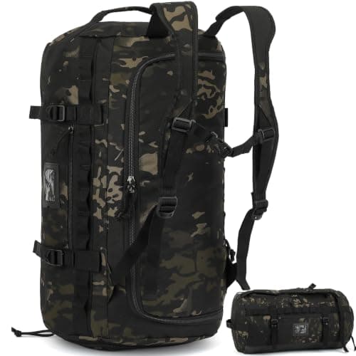 TAIHOYIN 60L Tactical Duffle Bag for Mens Gym Duffel Bag Backpack Camo