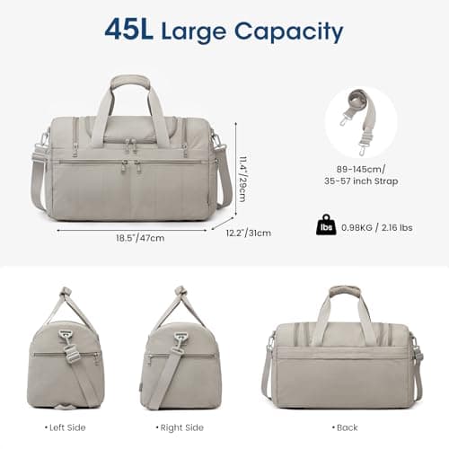 G4Free 45L Travel Duffle Bag for Women Men, 3 in 1 Duffel Bags with Shoes Compartment Gym Backpack for Weekender Overnight, Camel — view 5