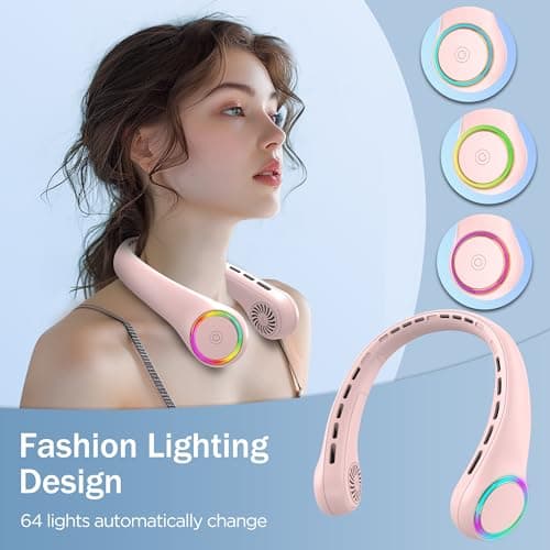 ITSHINY Bladeless Neck Fan, Portable Neck Fan, Cooling Hanging Neck Fan, 4000mAh Mini Cooling Fan, Personal Neck Fans Rechargeable with 3 Speeds LED Light for Women Man Home Office Travel Outdoor — view 4