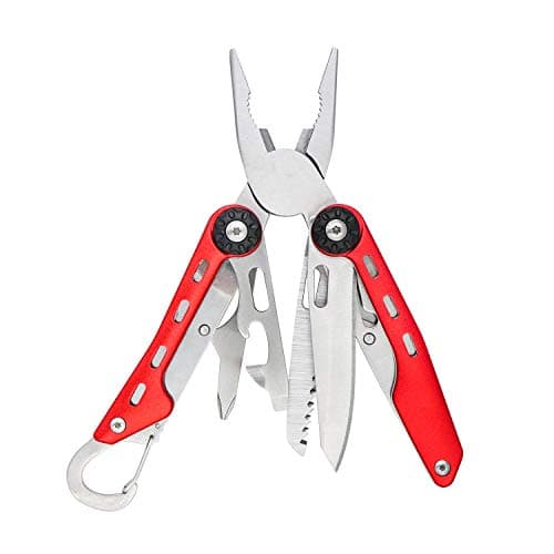 Amazon Basics 10-in-1 Stainless Steel Multitool Safety Lock with Nylon Sheath, 10.4 x 4.5 x 2.03 cm, Red & Black