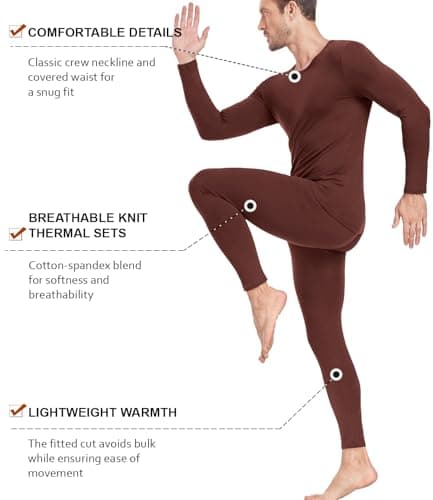 wirarpa Men's Thermal Underwear Set Cotton Long Johns Base Layer 2XL — view 3