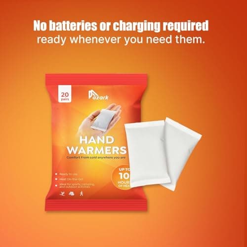 azark Unisex Disposable Hand Warmers, Up to 10 Hours Heat Instant Fast Heating Packs for Men & Women Portable Pocket Size, Ideal for Sports, Camping, Hiking, Travel, Skiing, Cold Weather (Pack of 40) — view 5