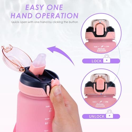 SUPPRUI Kids Water Bottle With Straw, 600ml Children Drinks for School, Leakproof BPA-Free Tritan Motivational Drink Bottles for Girls Boys (Pink) — view 3