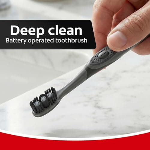 Colgate 360 Vibrate Charcoal Battery Operated Toothbrush Pack, Disposable Electric Toothbrushes with 1 AAA Battery Included, Whole Mouth Clean, 2 Pack, Black — view 2