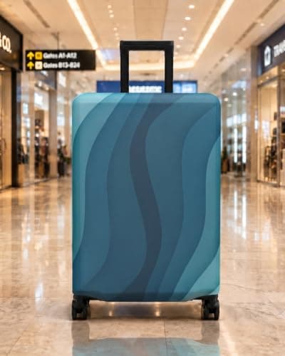Youth Union Suitcase Cover 18-32 Inch Bamboo Charcoal Fiber Luggage Cover Polyester Clear Travel Luggage Trolley Case Cover Protector, Green Ripple, L, Travel — view 2