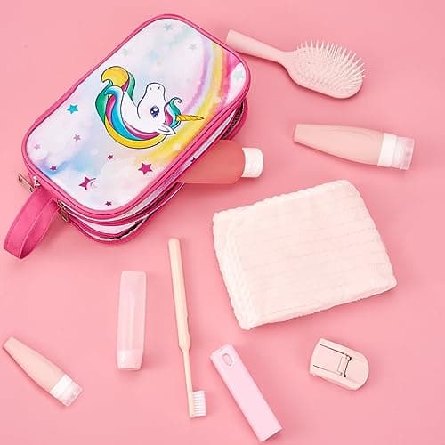 Unicorn Toiletry Bag - Travel Toiletry Bag Girls Kids Toiletries Travel Bag for Camping Trip Home Water-Resistant Portable Girls Dopp Kit for Christmas Birthday Gift with Mesh Pocket — view 5