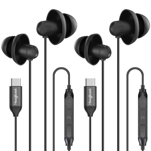 Hearprotek 2 Pairs Sleep Headphones, Noise Cancelling Earbuds with Microphone, USB C Silicone Earbuds for, Android,Perfect for Sleeping, Snoring, Travel, Meditation, Relaxation