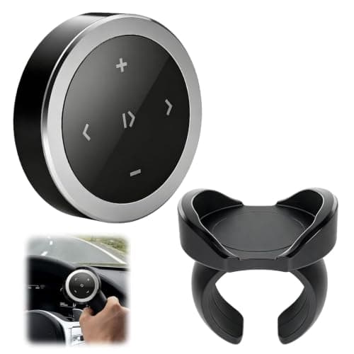 Wireless Bluetooth Media Button with Steering Wheel Mount for iPhone
