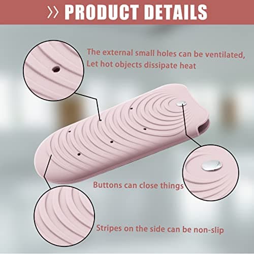 Heat Resistant Silicone Mat Pouch for Hair Styling Tools, Curling & Flat Irons Non-Slip Travel Cover, Small Portable Straightener Pad for Curler Wands Storage, Hot Waver (Pink) — view 3