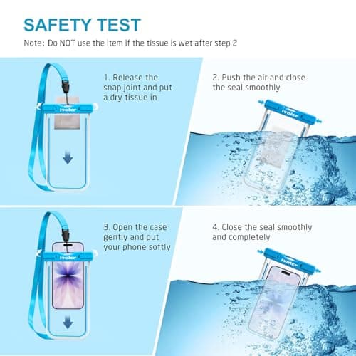 ivoler 4-Pack Waterproof Phone Pouches/Cases, Black+Rose Red+Blue+Green — view 3