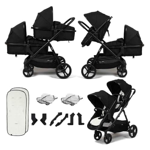 Puggle Memphis Double Pram & Travel System (Midnight Black)