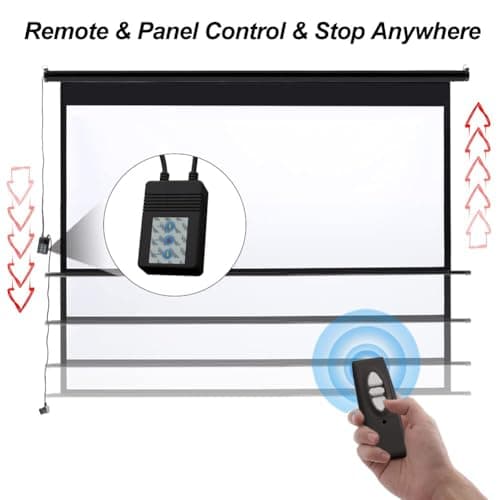 INMOZATA Electric Projector Screen 72 inch/159x89cm Motorised Projector Screen with Remote Control 16:9 Ratio Movie Screen for for Home Theater Cinema Office Video Game Outdoor Indoor-Black — view 2